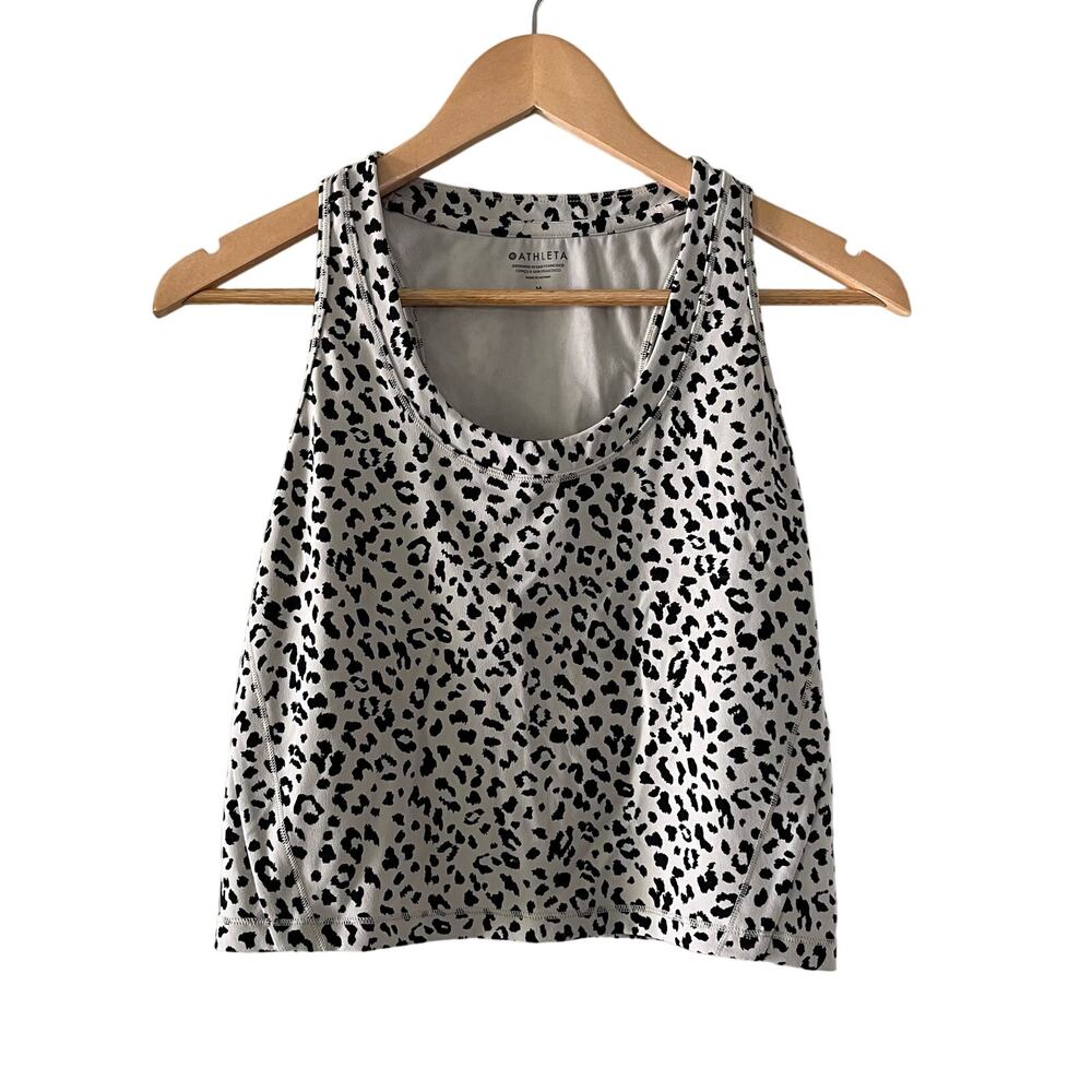 Athleta Shanti Animal Print Tank Women's Medium Black and White
